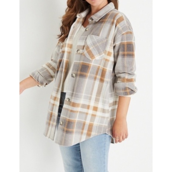 Maurices Women’s Brown Plaid Light Fleece Shirt (Size XXL) - Picture 6 of 10